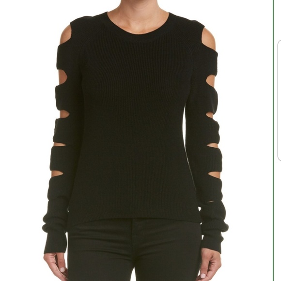 Duffy Sweaters - Duffy black sweater slit cut out sleeves Wool blen